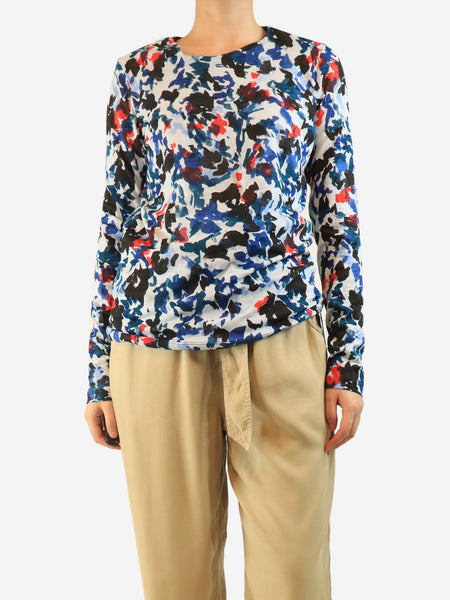 Blue floral cotton top - size M product image