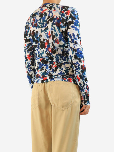 Blue floral cotton top - size M alternate image