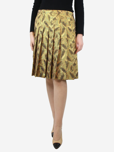 Gold pleated leaf print skirt - size UK 10 Skirts Dries Van Noten 