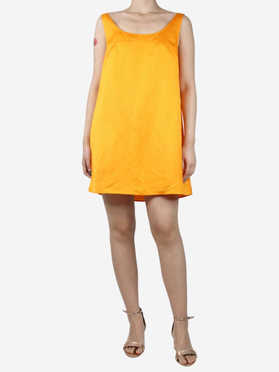 Orange linen-blend flare mini dress - size L Dresses Frame 