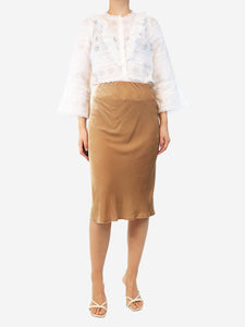 Divine Cashmere Toffee velvet midi skirt - size S
