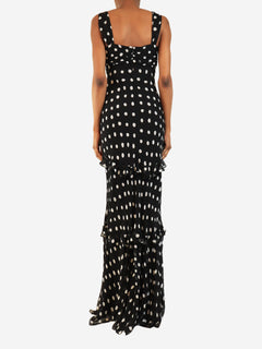 Black and white polka dot maxi dress - size UK 8 Dresses Saloni 