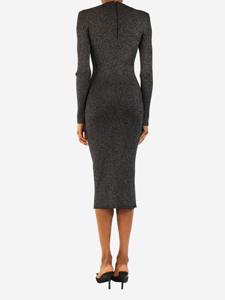 Black and silver lurex-knit midi dress - size S alternate image