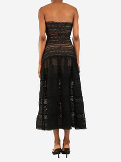 Black strapless broderie-anglaise dress - size UK 6