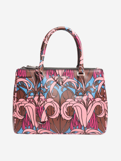 Brown Galleria flower motif top handle bag Top Handle Bags Prada 