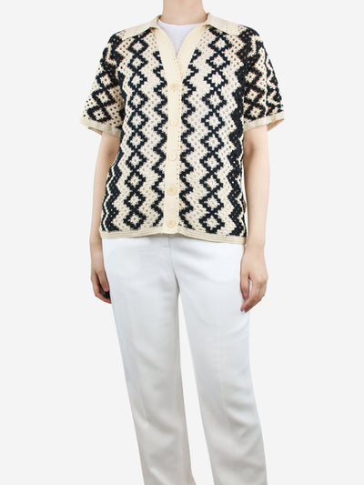Beige and black patterned cutout shirt - size UK 8 Tops Sandro 