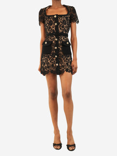 Black lace mini dress - size UK 4