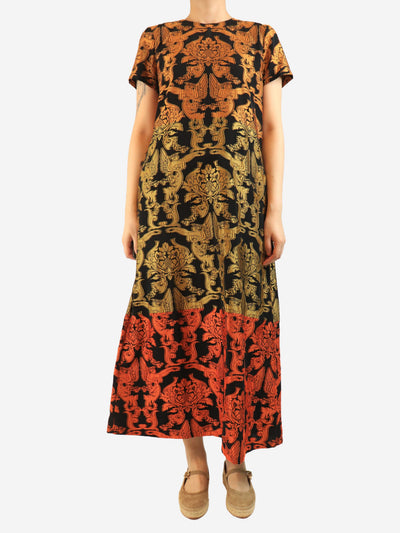 Black and orange jacquard maxi dress - size M Dresses La Double J 