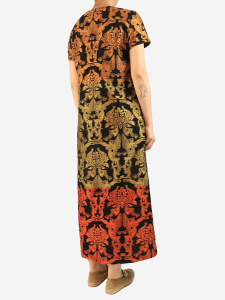Black and orange jacquard maxi dress - size M alternate image