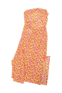 Bananhot Orange and pink sleeveless floral dress - size XS Dresses Bananhot 