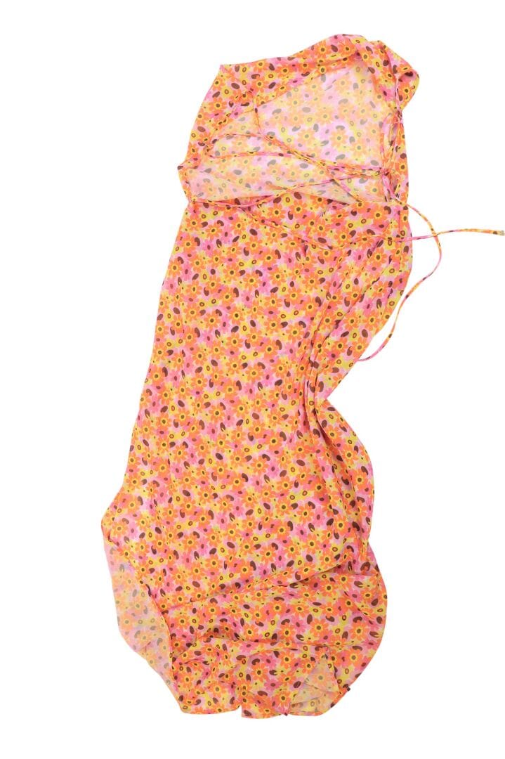 Bananhot Orange and pink sleeveless floral dress - size XS Dresses Bananhot 