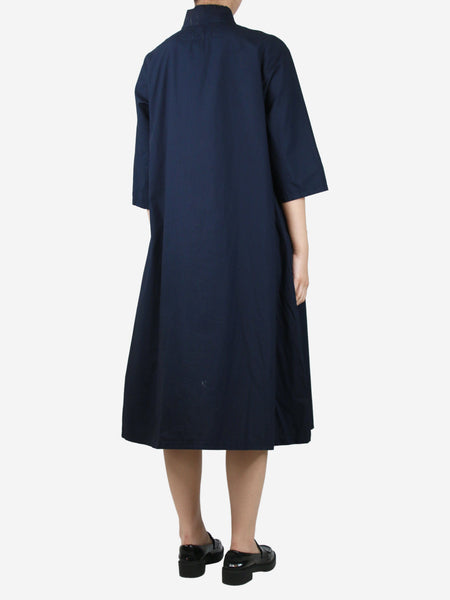 Navy blue cotton midi dress - size M alternate image