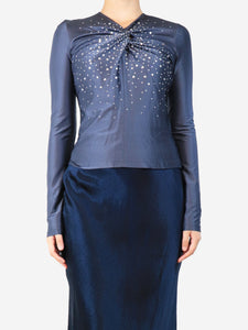 Paco Rabanne Grey diamante embellished twist-detail top - size UK 10