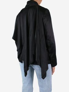 Comme Des Garçons Black belted satin jacket - size UK 8