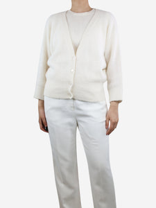 Max Mara Studio Cream alpaca-blend top and cardigan - size M