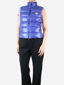 Moncler Blue quilted down gilet - size UK 10