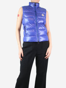 Moncler Blue quilted down gilet - size UK 10