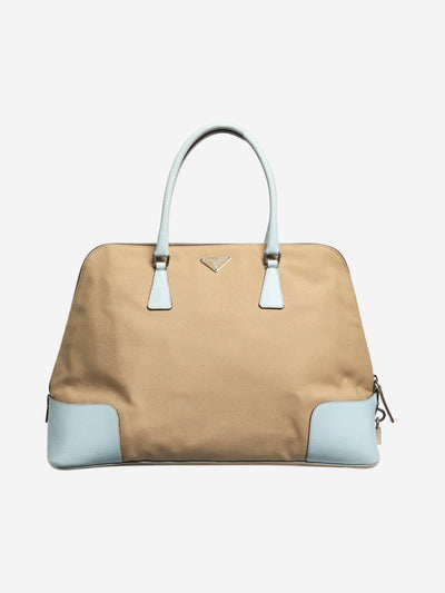 Light blue and beige canvas top handle bag Top Handle Bags Prada 