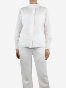 Chanel White high-neck cotton shirt - size UK 10