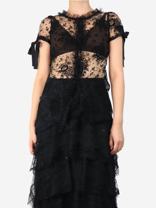 Red Valentino Black tulle blouse with bows - size UK 8