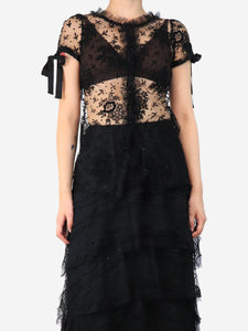 Red Valentino Black tulle blouse with bows - size UK 8