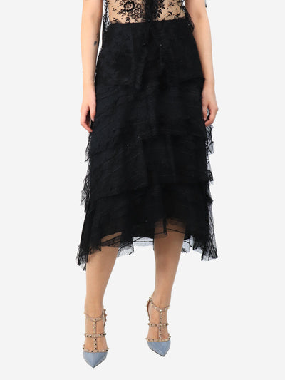 Black dotted swiss tulle midi skirt - size UK 8 Skirts Maje 