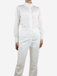 Chanel White high-neck cotton shirt - size UK 10