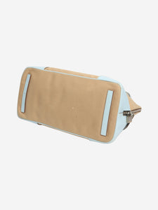 Prada Light blue and beige canvas top handle bag