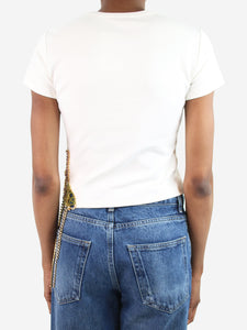 Area Cream asymmetric bejewelled and fringed t-shirt - size XS