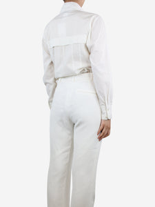 Chanel White high-neck cotton shirt - size UK 10