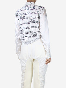 Comme Des Garçons White printed satin sleeved shirt - size UK 8