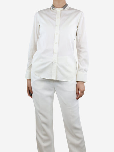 White bejewelled collar shirt - size S Tops Brunello Cucinelli 