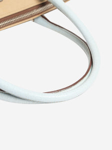 Prada Light blue and beige canvas top handle bag