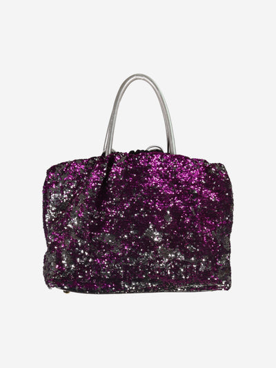 Purple and silver sequin Miss Charles top handle bag - size Top Handle Bags Dolce & Gabbana 