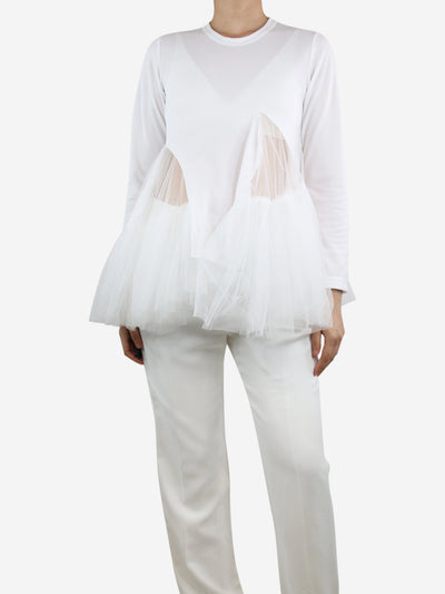 White long-sleeved tulle top - size S Tops Comme Des Garçons 