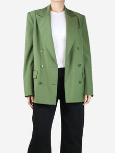 Tibi Green double-breasted wool cutout blazer - size UK 8