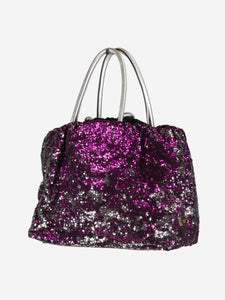 Dolce & Gabbana Purple and silver sequin Miss Charles top handle bag