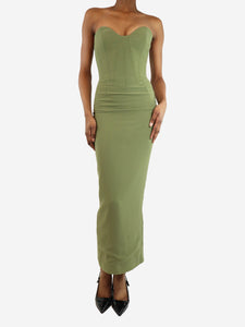 New Arrivals Green strapless bustier midi dress - size UK 6