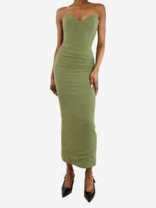 New Arrivals Green strapless bustier midi dress - size UK 6