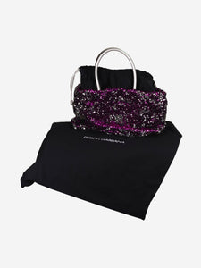 Dolce & Gabbana Purple and silver sequin Miss Charles top handle bag