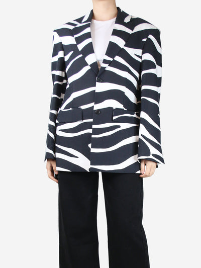 Black structured shoulders zebra blazer - size UK 8 Coats & Jackets ARAKII 