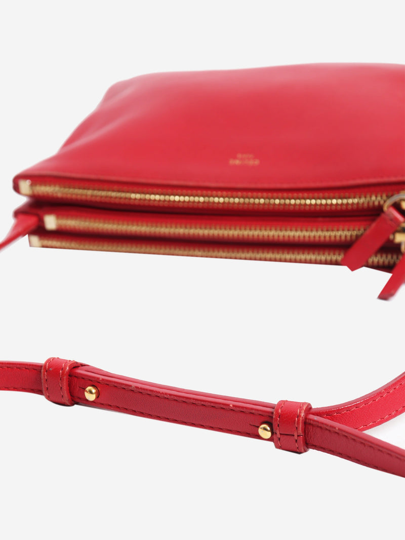 Red leather trio case crossbody bag Cross-body Bags Celine 