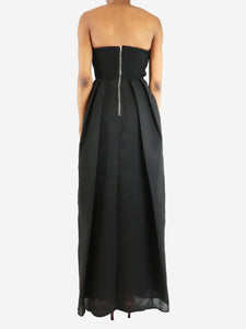 Carven Black gathered strapless midi dress - size UK 8