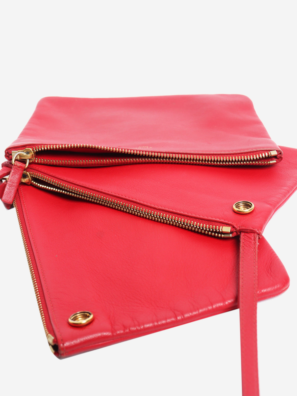 Red leather trio case crossbody bag Cross-body Bags Celine 