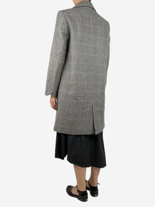 Zadig & Voltaire Grey padded shoulders check wool-blend coat - size UK 10