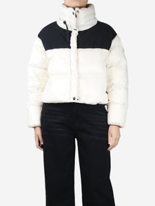 Moncler Cream cropped puffer jacket - size UK 12