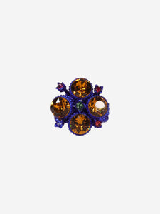 Gucci Blue floral bejewelled ring
