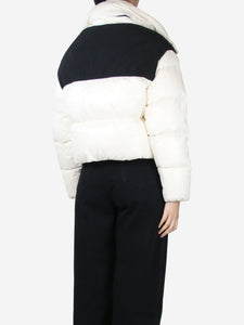 Moncler Cream cropped puffer jacket - size UK 12