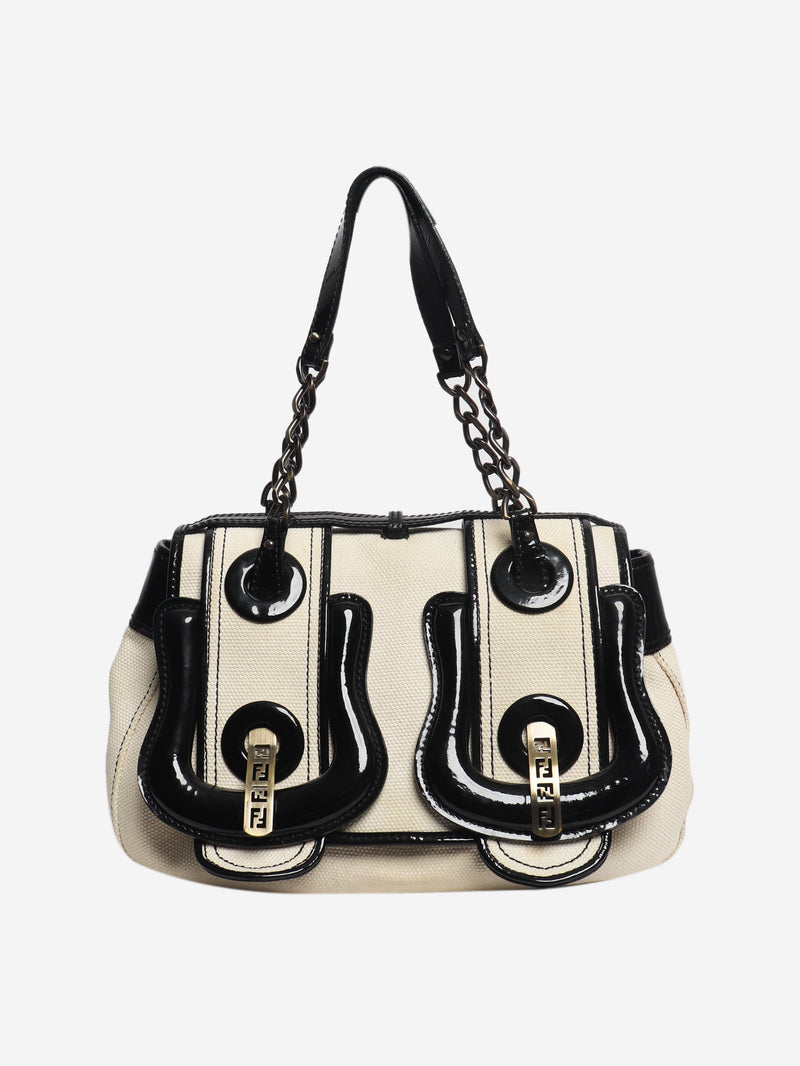 Cream vintage B canvas bag Top Handle Bags Fendi 