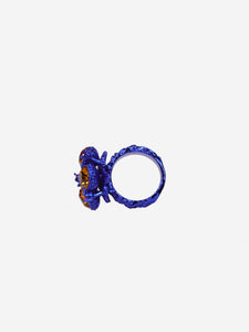 Gucci Blue floral bejewelled ring